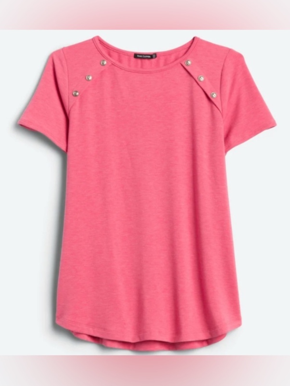 Pink Clover - NEW - Leah Button Detail Knit Coral Pink Short Sleeve Tee
